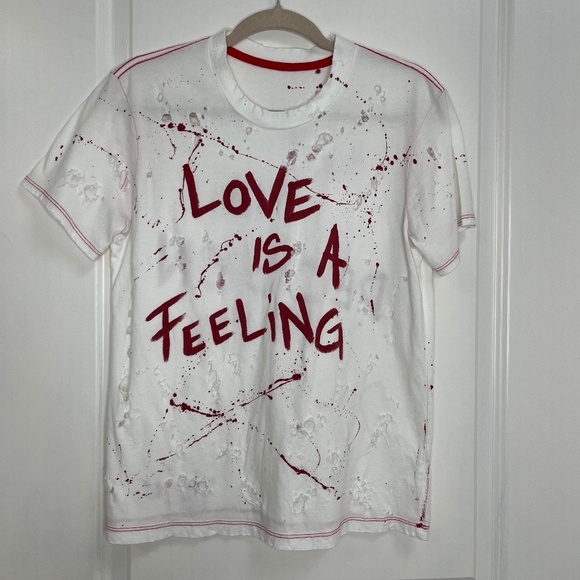 Distressed Graphic Tee “Love is a Feeling / Not a Decision” XS - Picture 1 of 8